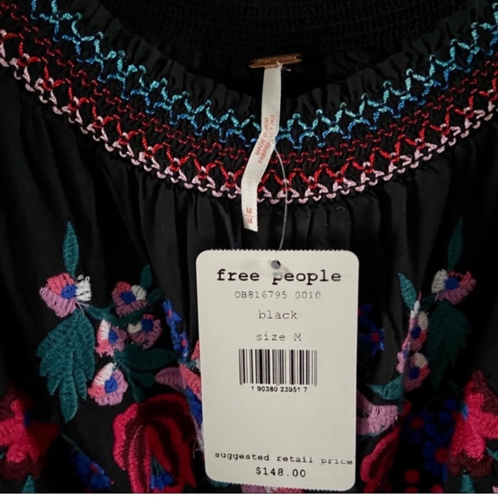 FREE PEOPLE | Sunbeams Black Off-Shoulder Tiered Minidress  NWT - Picture 5 of 12